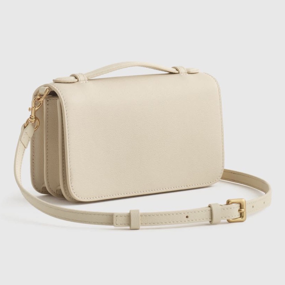 Quince Italian Leather Wallet Crossbody Purse Cream Minimalist Handbag